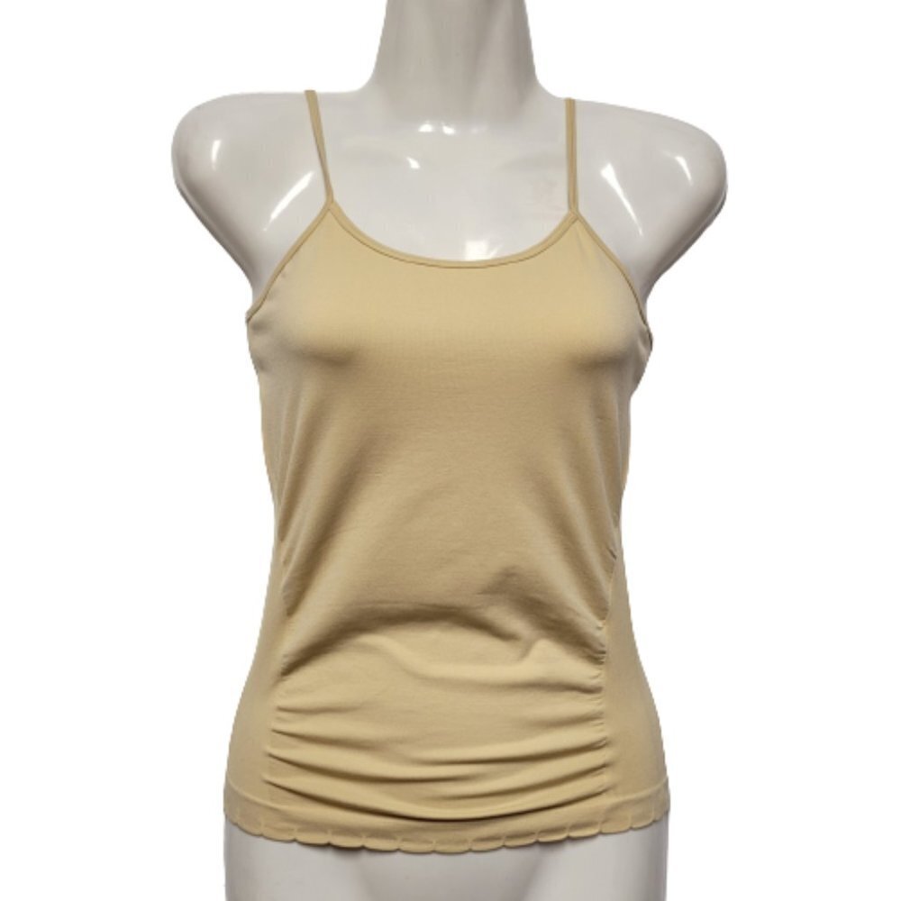 BEIGE Spaghetti Strap Tank Top Spandex Fitted Camisole- One Size- NEW